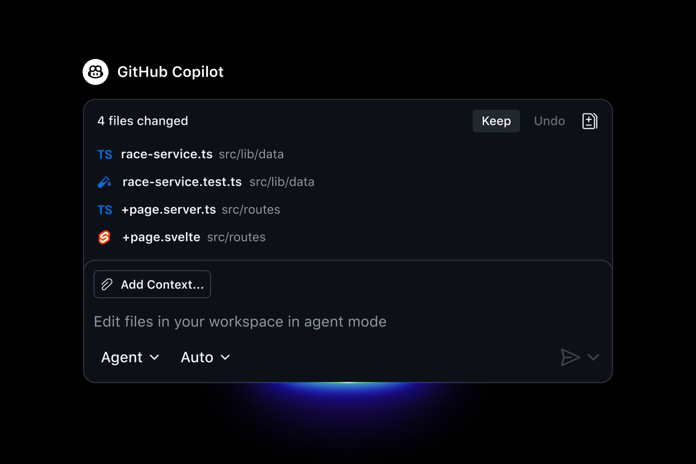 GitHub Copilot agent mode screenshot
